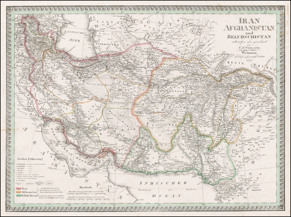 44-Central Asia & Caucasus and Middle East Map By Carl Ferdinand Weiland