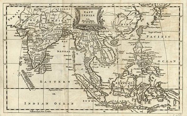 86-Asia, China, India, Southeast Asia and Philippines Map By Thomas Jefferys