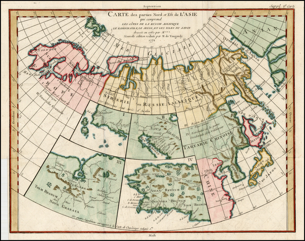 8-Alaska, Asia, Japan and Russia in Asia Map By Denis Diderot / Didier Robert de Vaugondy