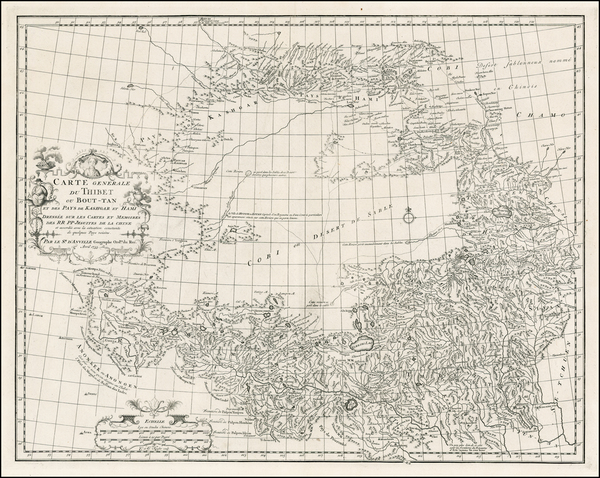 52-China and Central Asia & Caucasus Map By Jean-Baptiste Bourguignon d'Anville