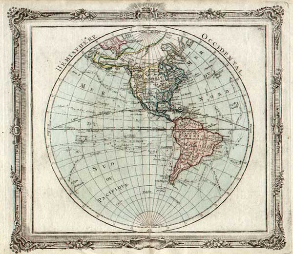 24-World, Western Hemisphere, South America and America Map By Louis Brion de la Tour