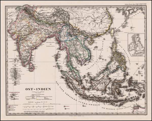 85-India, Southeast Asia and Philippines Map By Adolf Stieler