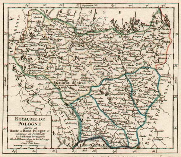 71-Europe and Poland Map By Gilles Robert de Vaugondy