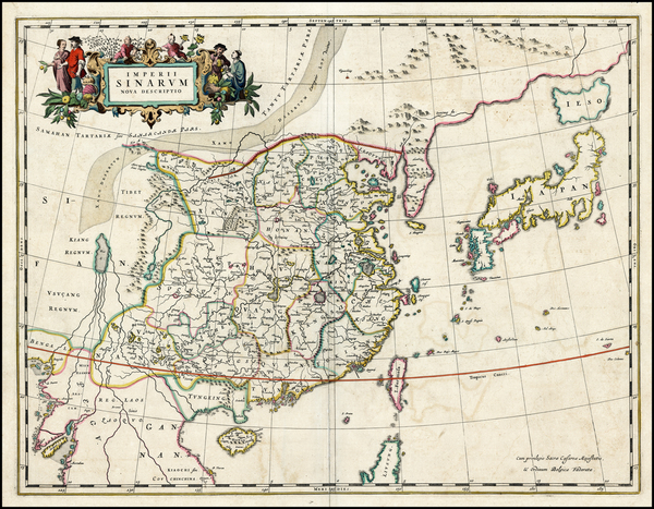 32-China and Korea Map By Johannes Blaeu