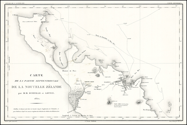 92-New Zealand Map By Jules Sebastian Cesar Dumont-D'Urville