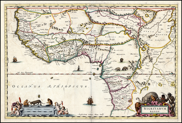 98-West Africa Map By Willem Janszoon Blaeu / Abraham Wolfgang