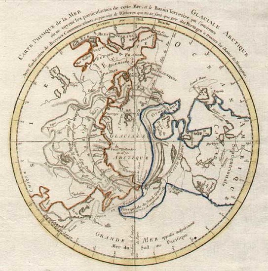 100-World, Northern Hemisphere, Polar Maps and Alaska Map By Philippe Buache