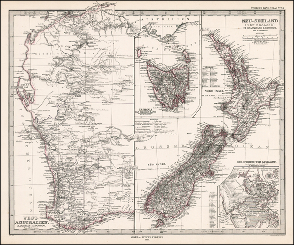 72-Australia and New Zealand Map By Adolf Stieler