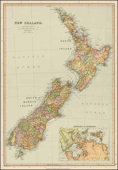 86-New Zealand Map By Blackie & Son