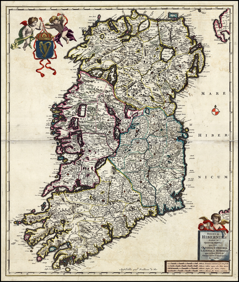 14-Ireland Map By Frederick De Wit / Abraham Wolfgang