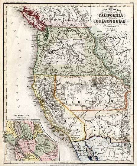 75-Southwest, Rocky Mountains and California Map By Joseph Meyer