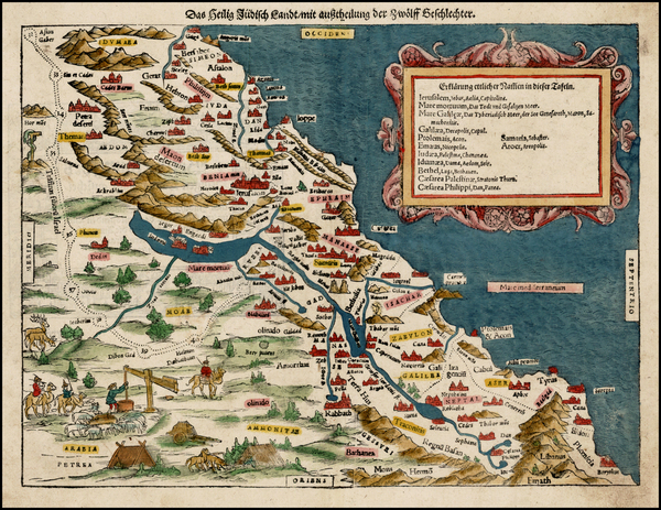 43-Holy Land Map By Sebastian Munster