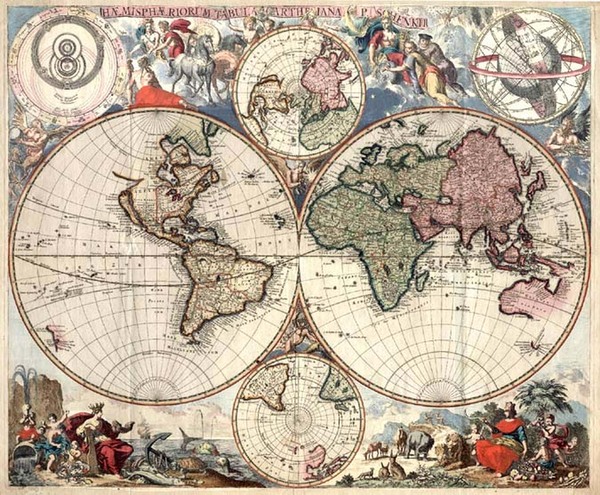 54-World, World, Celestial Maps and Curiosities Map By Peter Schenk