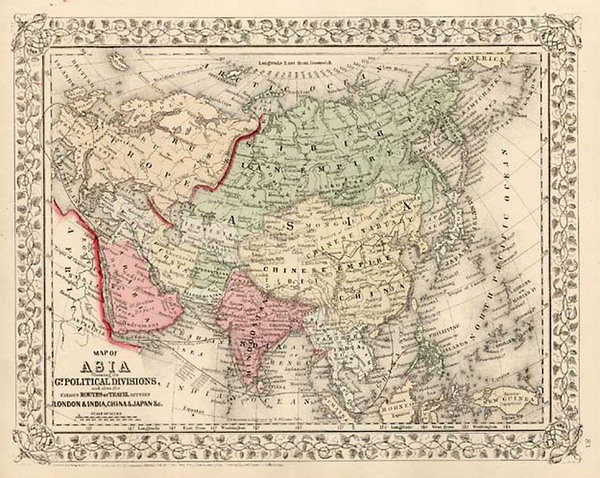 9-Asia and Asia Map By Samuel Augustus Mitchell Jr.