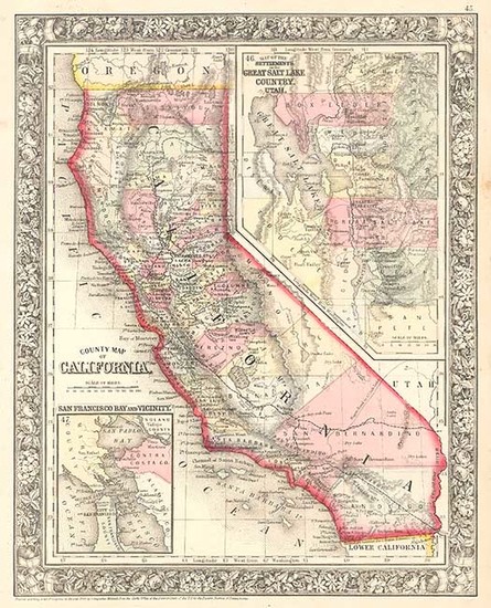 94-Southwest, Rocky Mountains and California Map By Samuel Augustus Mitchell Jr.