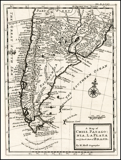 30-South America and Brazil Map By Herman Moll