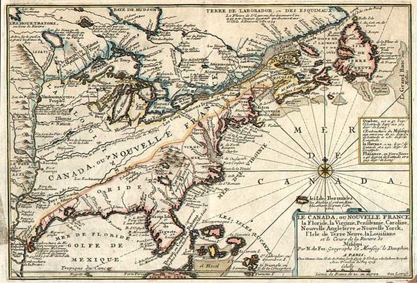 10-United States, Southeast, Midwest and Canada Map By Nicolas de Fer