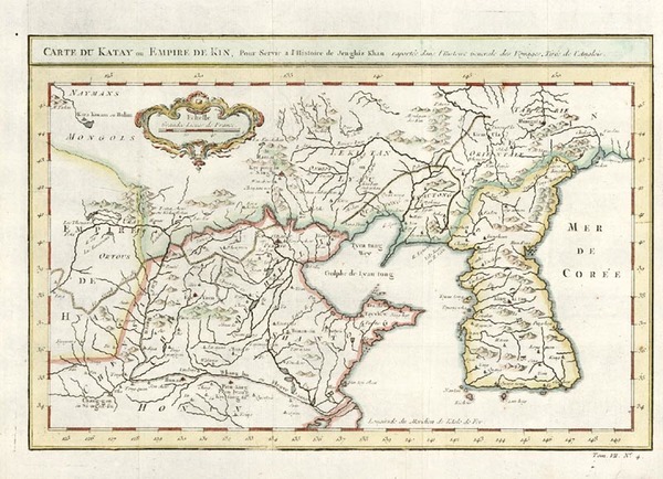 54-Asia, China and Korea Map By Jacques Nicolas Bellin