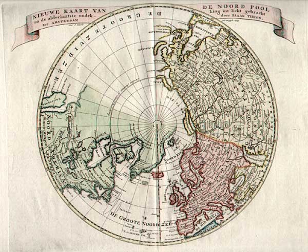 22-World, Northern Hemisphere, Polar Maps, North America and California Map By Isaak Tirion