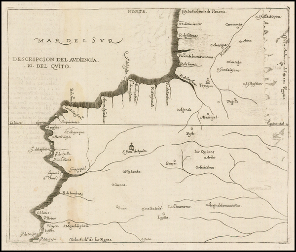 53-South America Map By Antonio de Herrera y Tordesillas