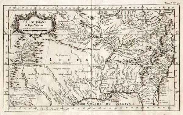 99-South, Southeast, Midwest and Plains Map By Jacques Nicolas Bellin