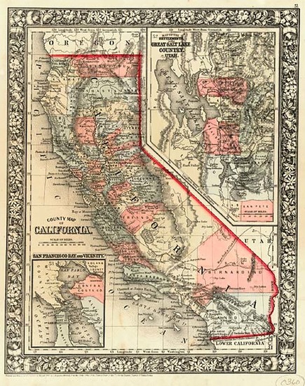 57-Southwest, Rocky Mountains and California Map By Samuel Augustus Mitchell Jr.