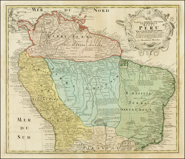 85-South America and Brazil Map By Homann Heirs