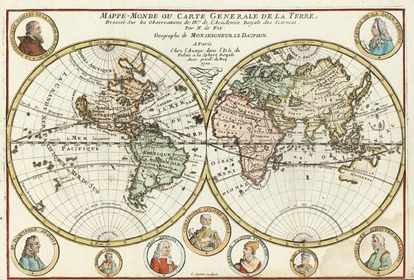 24-World and World Map By Nicolas de Fer