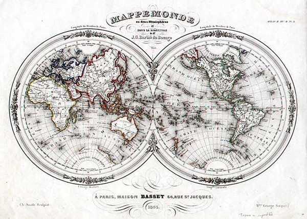 80-World and World Map By J.G. Barbie du Bocage