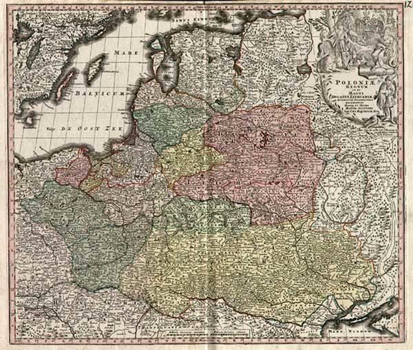 36-Europe, Poland, Russia, Baltic Countries and Germany Map By Matthaus Seutter