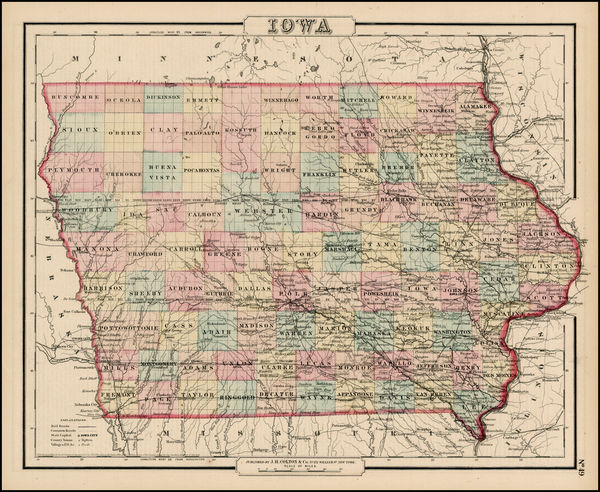 70-Midwest and Plains Map By Joseph Hutchins Colton