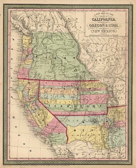 39-Southwest, Rocky Mountains and California Map By Thomas, Cowperthwait & Co.