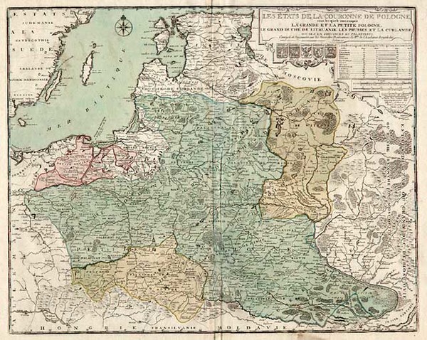 89-Europe, Poland, Russia, Baltic Countries and Germany Map By Louis Charles Desnos