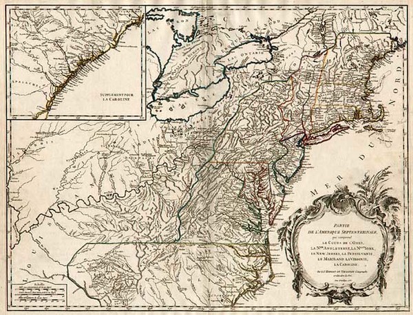 61-New England, Mid-Atlantic and Southeast Map By Didier Robert de Vaugondy