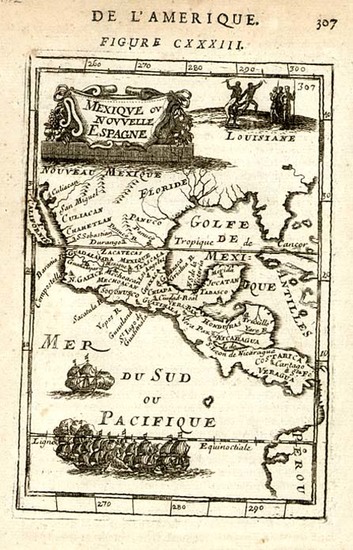 39-South, Southwest, Mexico and Central America Map By Alain Manesson Mallet