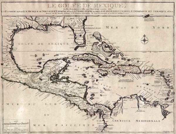 12-South, Southeast, Texas and Caribbean Map By Nicolas de Fer