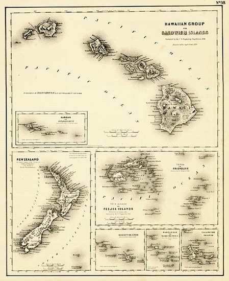 88-Hawaii, Australia & Oceania, Oceania, New Zealand and Hawaii Map By Joseph Hutchins Colton
