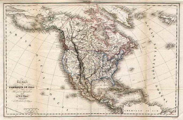 70-North America Map By Adolphe Hippolyte Dufour