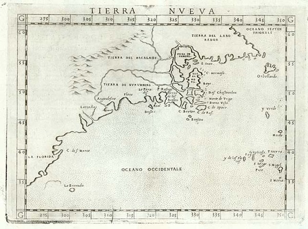 30-New England, Southeast and Canada Map By Girolamo Ruscelli