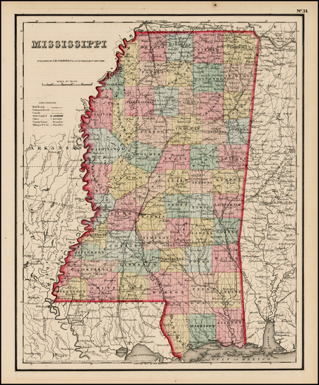 82-South Map By Joseph Hutchins Colton