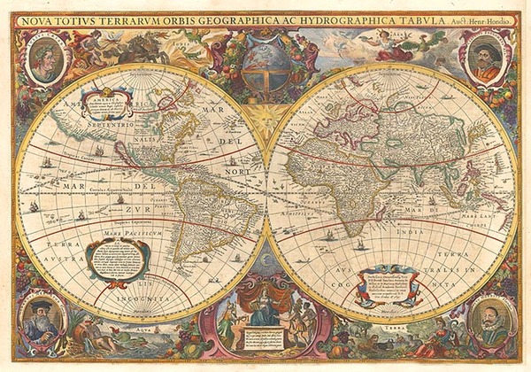 24-World and World Map By Henricus Hondius