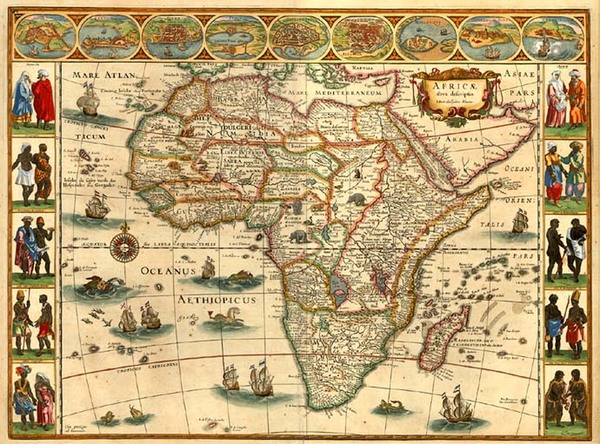 68-Africa and Africa Map By Willem Janszoon Blaeu