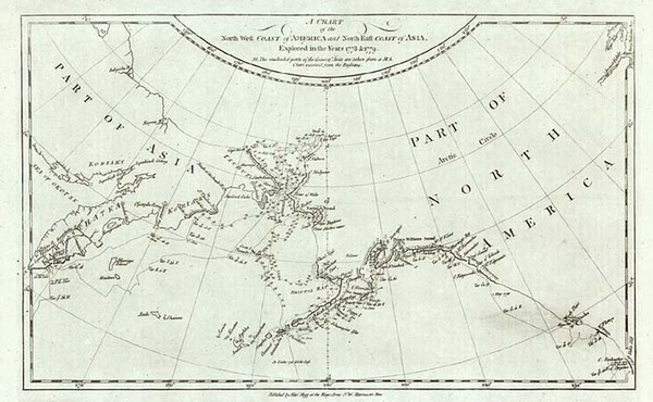 56-Alaska, Asia, Russia in Asia and Canada Map By James Cook