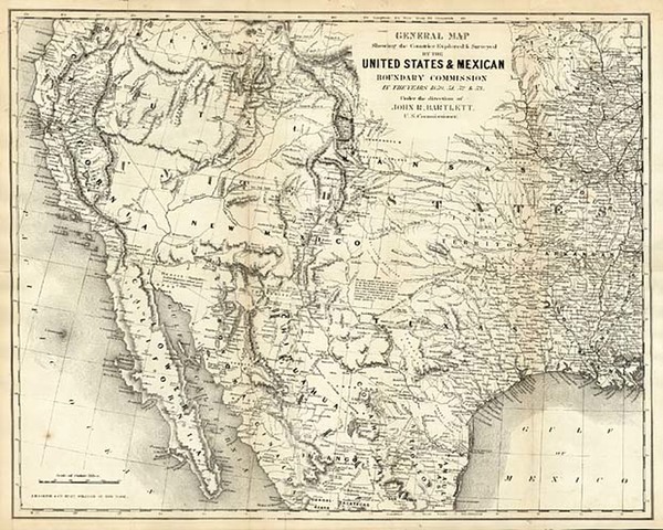 29-Texas, Southwest, Rocky Mountains and California Map By Joseph Hutchins Colton / John Bartlett