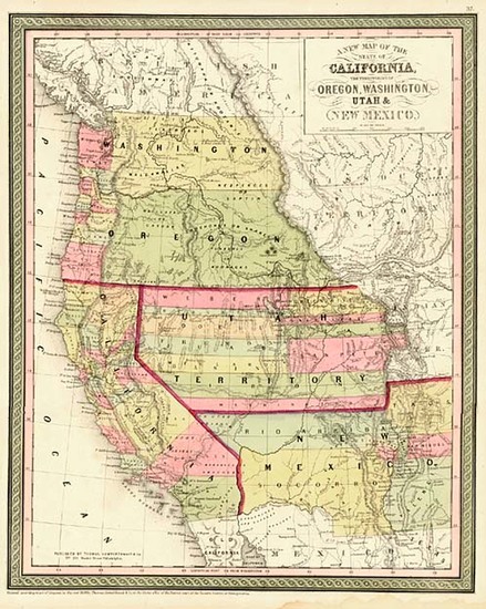 42-Southwest, Rocky Mountains and California Map By Thomas, Cowperthwait & Co.