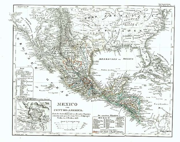 89-Texas, Southwest, Rocky Mountains and California Map By Adolf Stieler