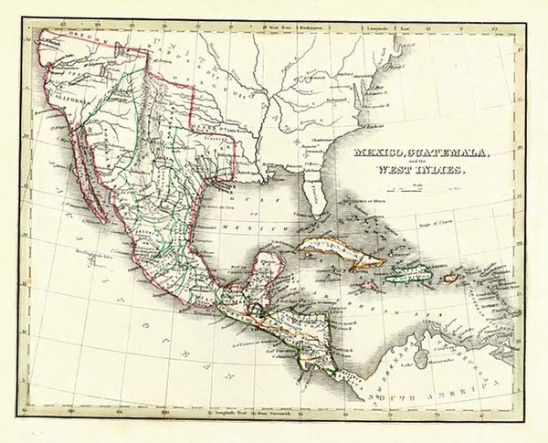 42-Texas, Southwest, Mexico and California Map By Thomas Gamaliel Bradford