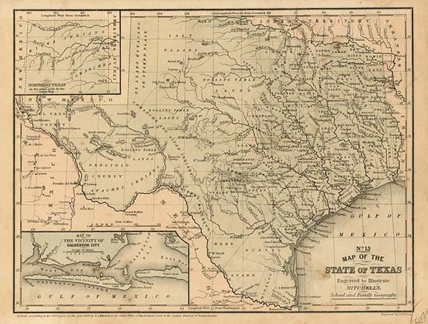 70-Texas Map By Samuel Augustus Mitchell