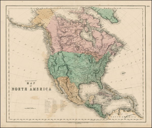 87-North America Map By Gall  &  Inglis