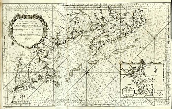22-New England and Canada Map By Jacques Nicolas Bellin